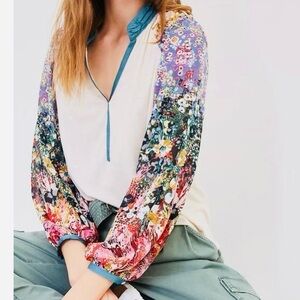 Tiny Anthropologie Eleanor Floral Embroidered Lace Balloon Sleeve Top Size S